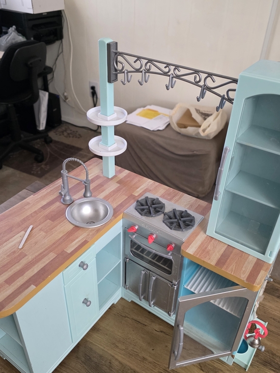 American Girl Other - American Girl Aqua Play Kitchen with Silver Accents Retired